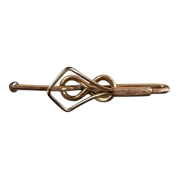 Vintage Swank 1/20 10K Rolled Gold Plated Gold Tie Clip Bar Red Gemstone Accent - Picture 3 of 7